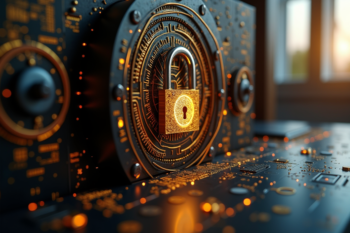 Coffre-fort numérique blockchain avec cadenas physique