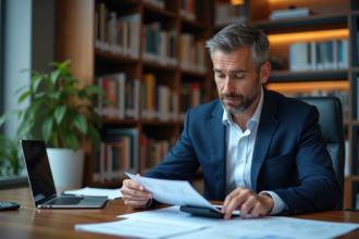 Consultant homme en costume dans un bureau moderne