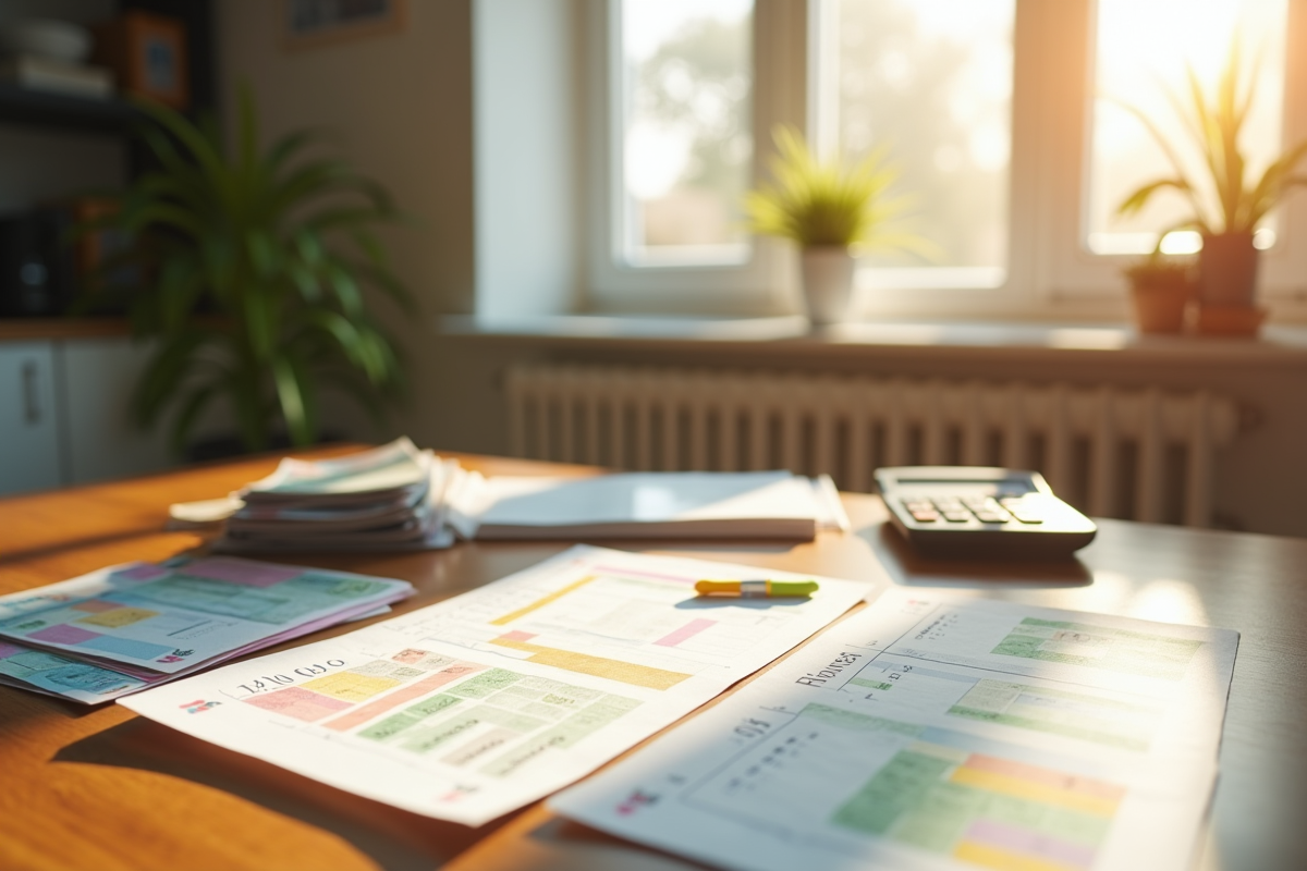 Cuisine moderne avec budget familial et calculatrice