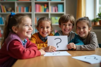 Enfants curieux autour d'une table en classe