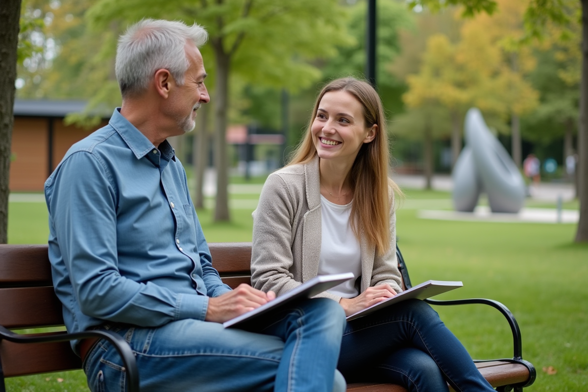 Homme et femme discutant d