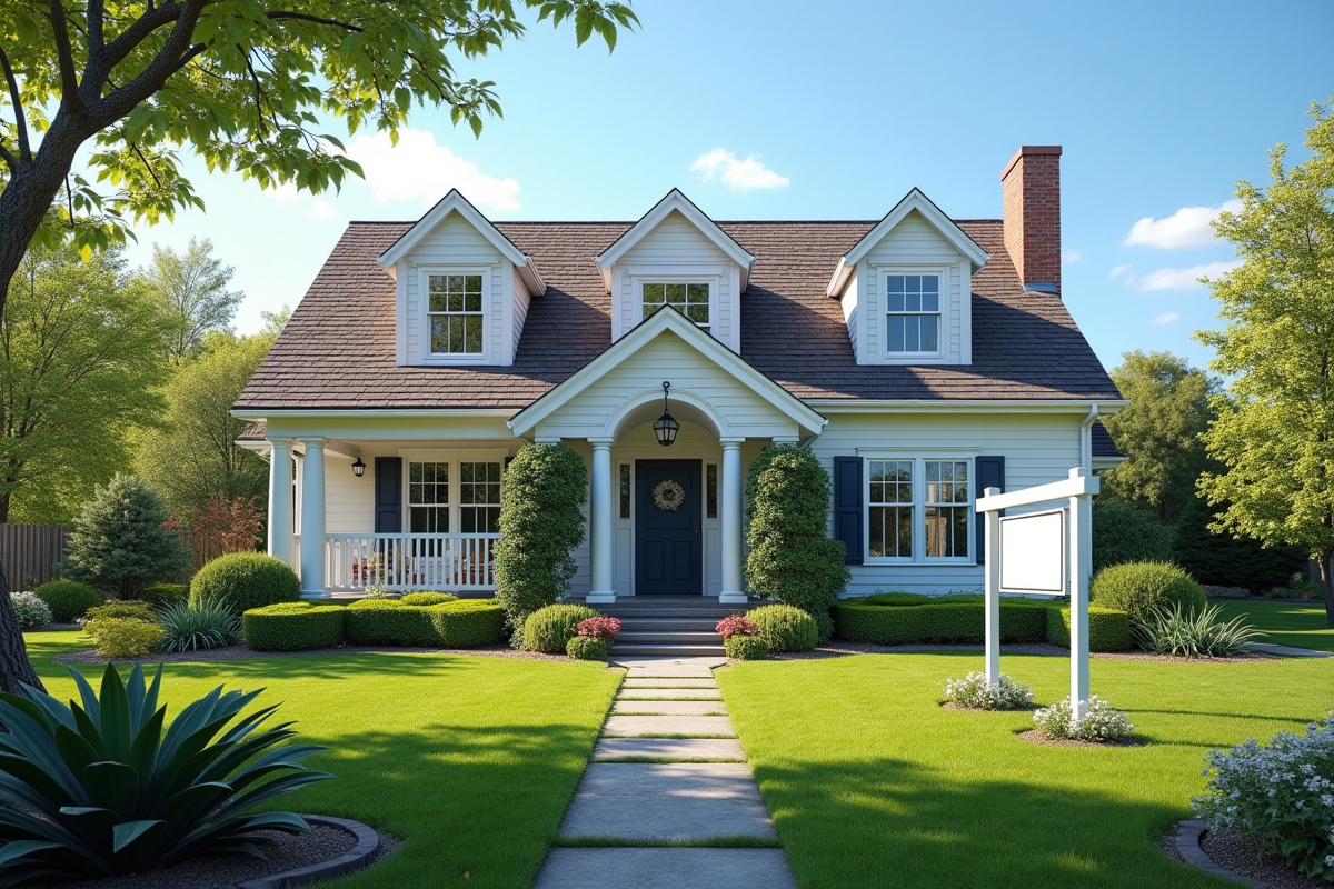 Maison traditionnelle avec jardin et panneau a vendre en extérieur