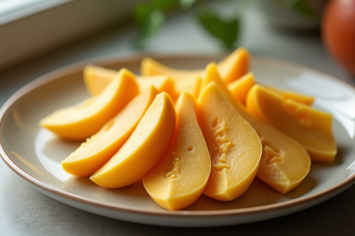 Tranches de quetsches et quenettes sur une assiette élégante